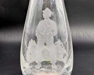 (1) WATERFORD CRYSTAL VASE, 8"
(1) SCHOTT SMALANDSHYTTAN ETCHED SWEDISH GLASS VASE, SIGNED, 8"
* (1) CUT CRYSTAL BASKET, 6.25"