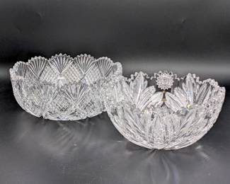 (2) CUT CRYSTAL BOWLS (1) LIBBEY CUT CRYSTAL BOWL, 9" X 4.25" (1)...