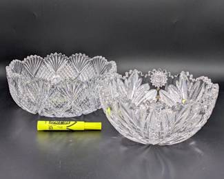 (2) CUT CRYSTAL BOWLS (1) LIBBEY CUT CRYSTAL BOWL, 9" X 4.25" (1)...