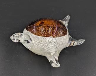 BLOWN ART GLASS TURTLE 6"
