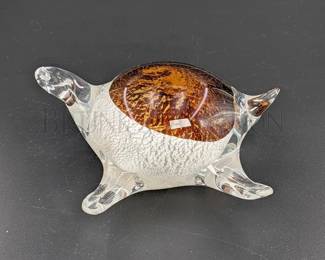 BLOWN ART GLASS TURTLE 6"