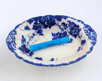 FLOW BLUE BOWL / PORCELAIN PITCHER & MORE (1) FLOW BLUE B...