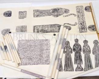 (16) ENGLISH? BRASS RUBBINGS VARIOUS SIZES APPEAR TO BE CH...