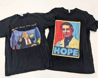 (2) POLITICAL SHIRTS TRUMP & FAUCI * WORN - NEEDS LAUNDERED *