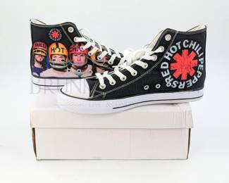 RED HOT CHILI PEPPERS SHOE, NEW IN THE BOX HIGH TOP CHUCK TAYLOR STYLE