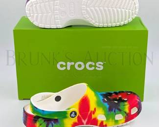 CROCS CLASSIC CLOG, TIE DYE NEW IN ORIGINAL BOX SIZE: MEN'S 9 - W...