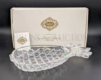 SHANNON LEAD CRYSTAL SERVING PLATTER, IN ORIGINAL BOX PINEA...