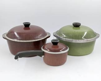 (6 PCS) CLUB ALUMINUM COOKWARE (1) POT W/ LID, GREEN (1) POT W/ L...