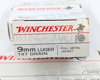 (200 ROUNDS) WINCHESTER 9MM AMMO, FMJ (4 BOXES)