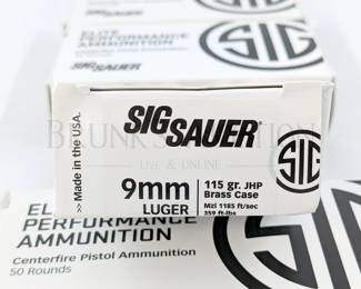 (200 ROUNDS) SIG SAUER 9MM AMMO, HOLLOW POINT (4 BOXES)