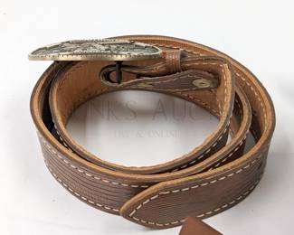 CUSTOM LEATHER TOOLED AMMO POUCH W/ BELT & MAGAZINE HOL...