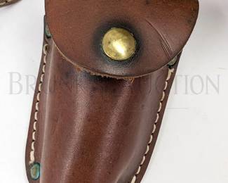 CUSTOM LEATHER TOOLED AMMO POUCH W/ BELT & MAGAZINE HOL...