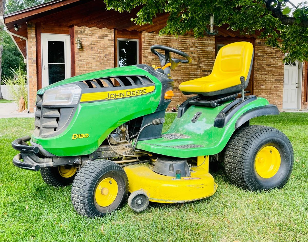 John Deere D130 Riding Lawnmower, ShopSmith... starts on 9/26/2023