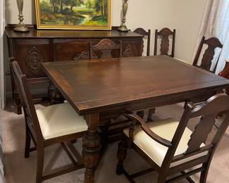 Jacobean dining table 
Jacobean buffet
