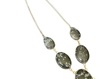 Snowflake obsidian sterling necklace 