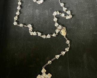 Vintage sterling and crystal rosary 