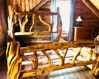 One of a kind king juniper wood bed