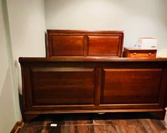 King sleigh bed with box springs 