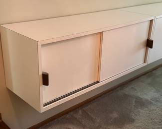 Vintage Mid Century Three Piece Wall Storage Unit. 

A fun retro, stylish storage solution! Each piece measures 46" long x 17" deep x 17" h 
