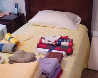 Antique Sleigh bed in the downstairs bedroom