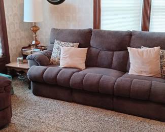 Lovely sofa, and a Lazy Boy, plus the second table (Matching coffee table is upstairs in the store room) 
