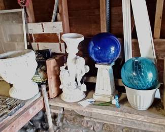 Lawn decor and large cement urn