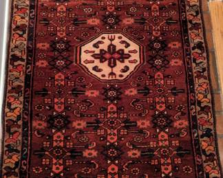 Vintage, hand-woven Persian Karache Viss rug, 100% wool face, measures 3' 2" x 6'.