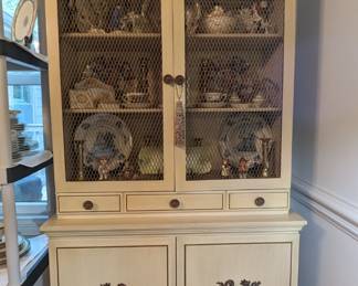 MCM china cabinet with brass screen, full of collectibles, as seen in the next pic. 