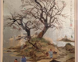 Close-up of the original Asian art. 