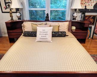 Another shot of the extra large king size bed and silk duvet cover.