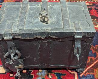Rare cast iron Spanish pirate's treasure chest, from Spanish Main Antiques (St. Augustine, FL) dated from 1680-1730.