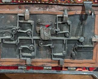 Intricate locking mechanism from the top lid of the Spanish pirate's treasure chest, ca. 1680-1730.