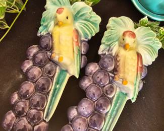 Vintage colorful bird wall hanging planters