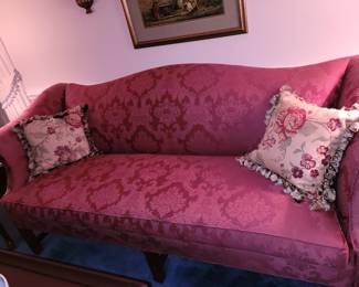 Knob Creek burgundy sofa