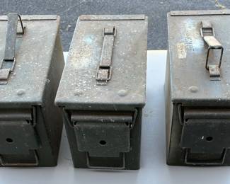 Vintage metal ammo containers