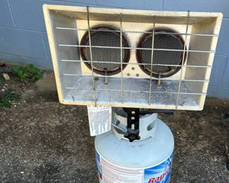 Full propane tank with heater attached