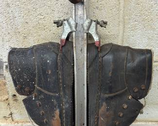 Vintage ski boots and holder 