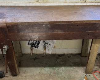 Handmade vintage wooden work bench