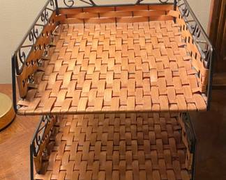 Wicker and metal file tray