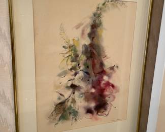 German artist Klaus Meyer-Gasters (1925-2016) watercolor of flowers