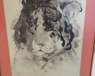 German artist Klaus Meyer-Gasters (1925-2016) watercolor of a tiger
