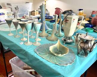 Handcrafted, Newman, wine, glasses, candle holders, vased and serving tray.