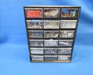 Lot 18. Plastic 18-drawer organizer with contents