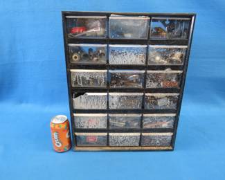 Lot 22. Plastic 18-drawer organizer with contents