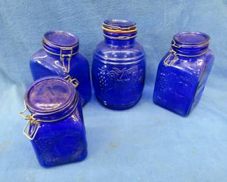 Lot 69. Vintage Blue glass canisters