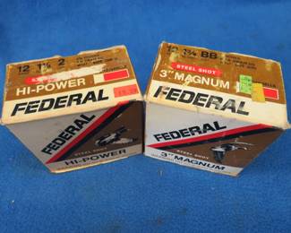 Lot 137. 50 mixed Federal 12-gauge rounds, most appear to be #2 Steel-shot and 7 1/2-shot