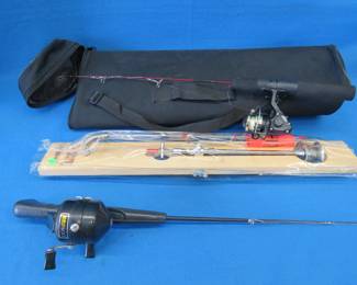 Lot 146. Hi-Tech Tip-Up, Berkley Cherrywood 24" Rod/Reel, Zebco 600 Rod/Reel, and more