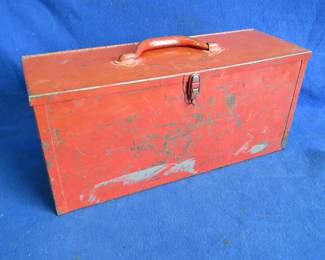 Lot 154. Metal Toolbox and Gun Cleaning Supplies