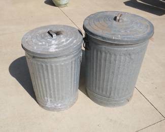 Lot 165. Two Metal Trash Cans