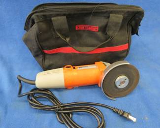 Lot 181. Chicago Electric 4" grinder with a Craftsman tool bag